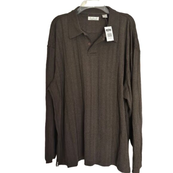 Chere Skin Men’s XXL LS Knit Polo Shirt Brown Collared Casual Pullover Top #B - Picture 1 of 6